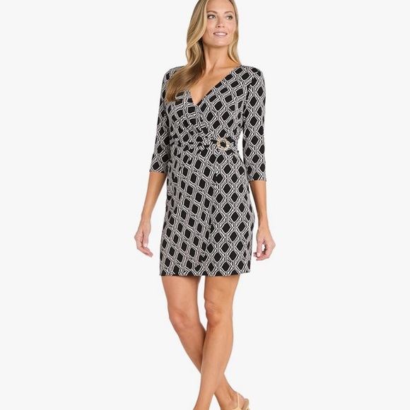 R&M Richards Black and White Long Sleeve Dress - Picture 8 of 9